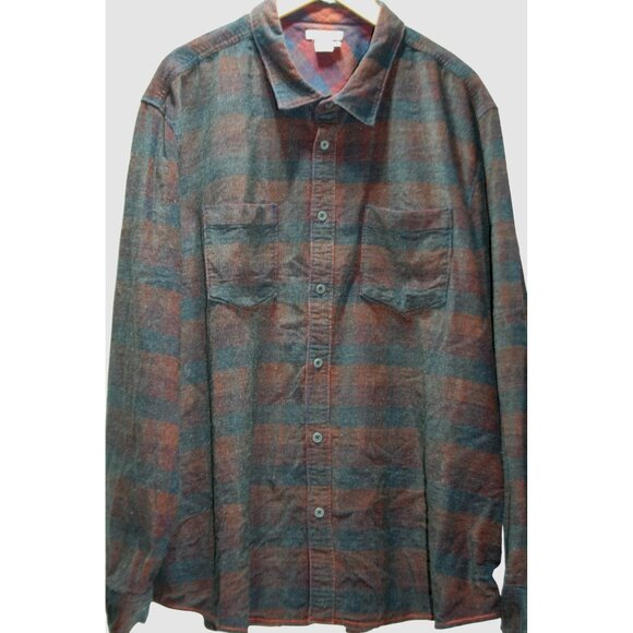 Carbon2Cobalt Mens XXL Plaid Corduroy Shirt Red Blue Soft Casual Button Front - Picture 1 of 7